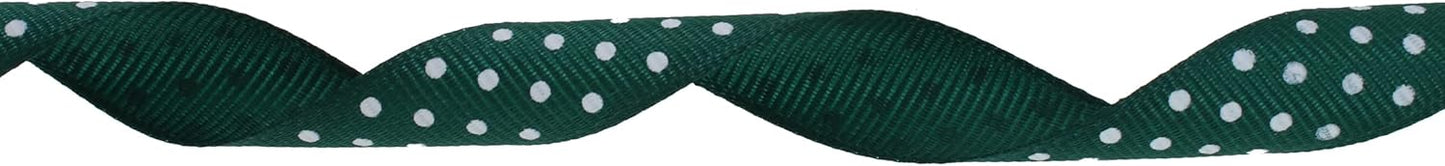 Polka Dot Grosgrain Ribbon 25 Yard Each Roll 100% Polyester (5/8", Dark Green)