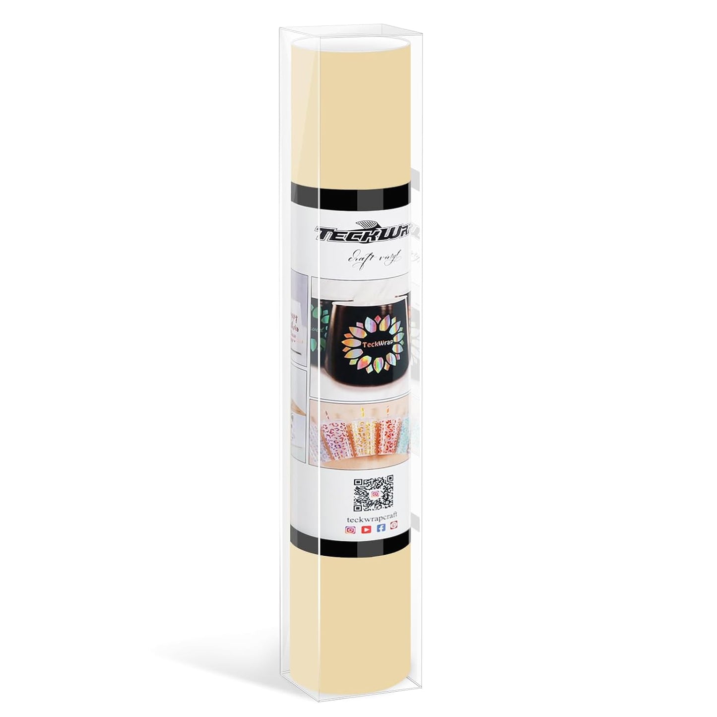 TECKWRAP Matte Vinyl Smart Adhesive Vinyl Permanent,13in x 5ft, Vinyl for DIY Craft Decal Projects, Compatible with Explore3/Maker3, Beige