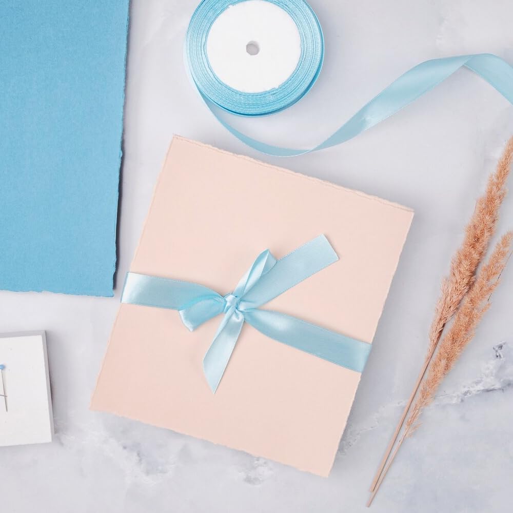 3/8" Width x 100 Yards Satin Ribbon, Small Light Blue Ribbon Perfect for DIY Craft, Bows, Gift Wrapping, Flower Bouquet, Valentine's Day, Christmas and Party Decoration