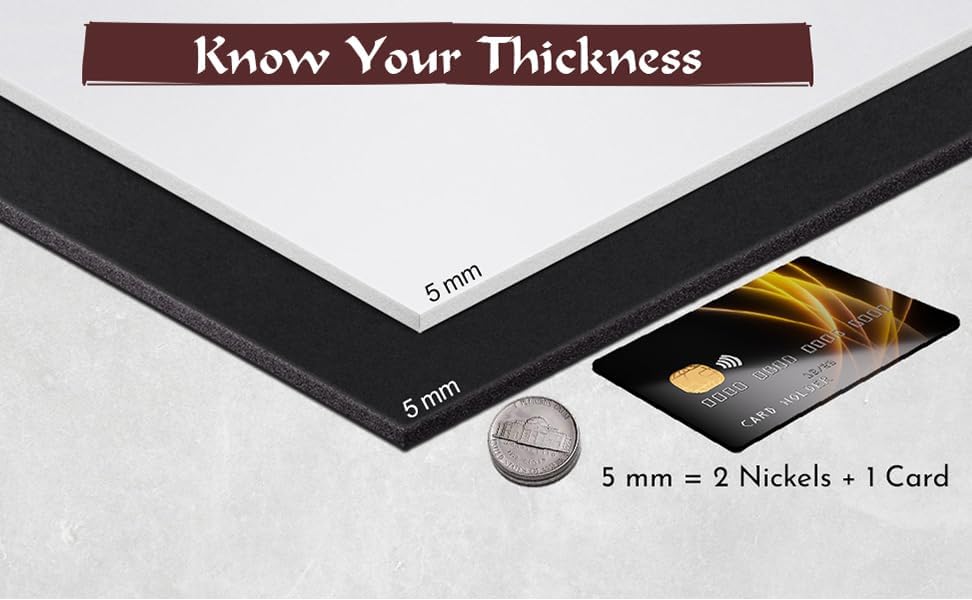 Shape Retention EVA Cosplay Foam 5mm (1mm-10mm) 14x39 inch Black or White High Density EVA Foam Sheets. Premium 85 kg/m3 Heat Shape Material for DIY Convention or Halloween Costumes by The Foamory