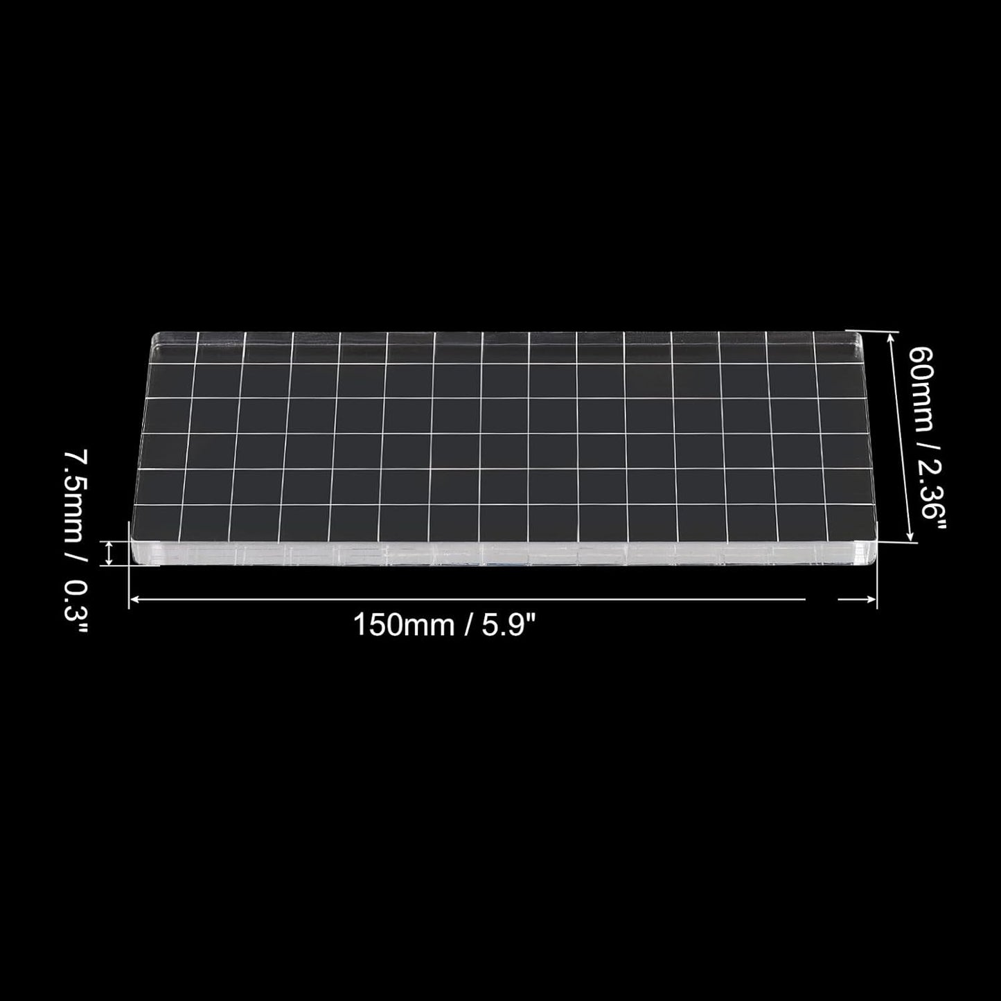 PATIKIL 6" x 3" Acrylic Stamp Block, Clear Stamping Block with Grid Lines Decorative Mounting Blocks Square for Scrapbooking DIY Crafts Card Making