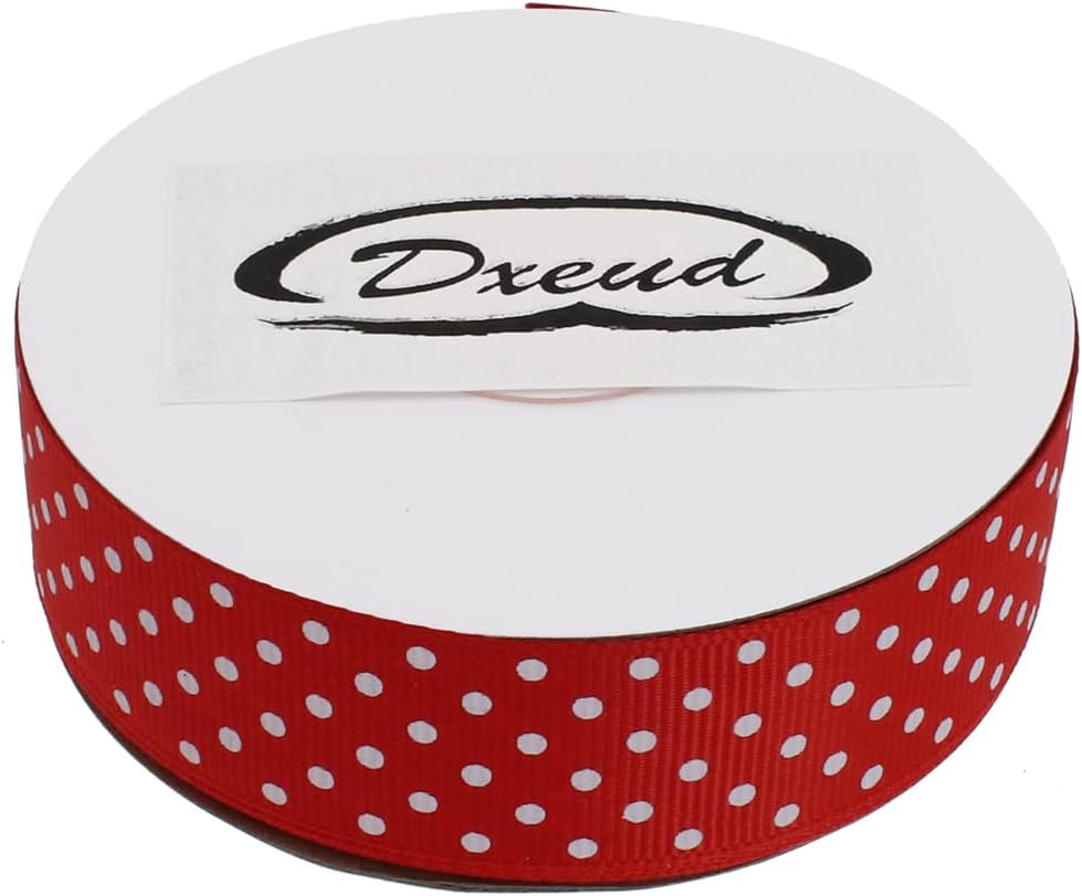 Polka Dot Grosgrain Ribbon 25 Yard Each Roll 100% Polyester (1", Red)