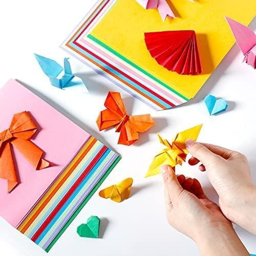 2 Pack 10 Colors Origami Paper Double Sided Color 100 Sheets Square Easy Fold Paper for Beginner (Centimeters, 20x20)