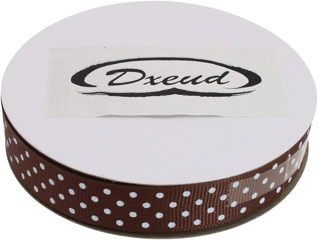 Polka Dot Grosgrain Ribbon 25 Yard Each Roll 100% Polyester (5/8", Coffee)