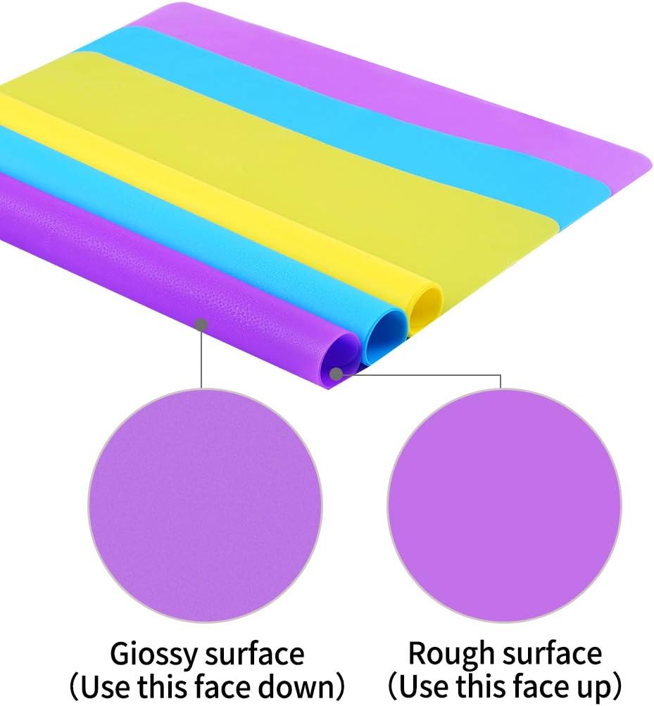3 Pack Silicone mat Large Silicone Sheets for Crafts, Liquid, Resin Jewelry Casting Molds Mat, Silicone Placemat 15.7” x 11.8” (Blue& Purple & Yellow)