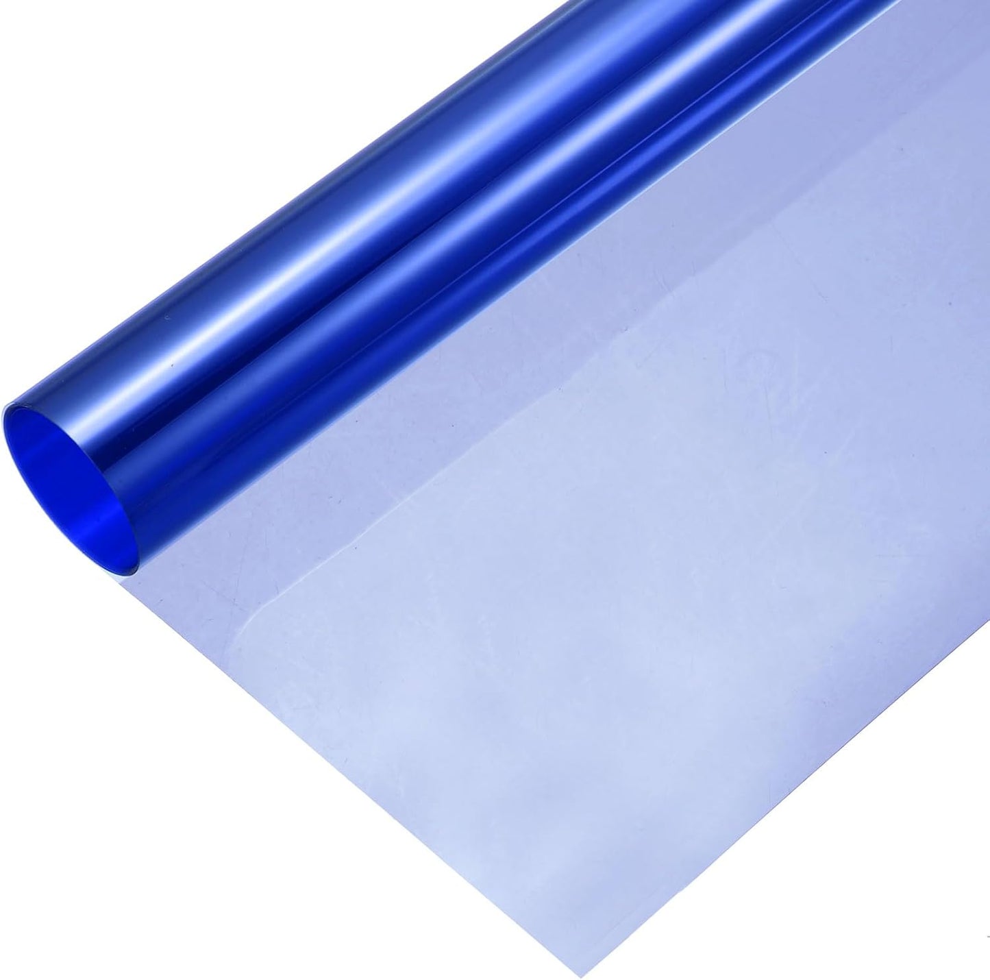 MECCANIXITY Iridescent Window Film,24" x 39" Iridescent Holographic PVC Fabric Dichroic Film Clear Vinyl Paper Roll for DIY Craft Gift Wrapping Bag Decoration,Blue