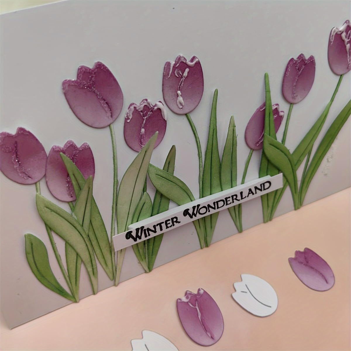 Lapoo Flowers Metal Cutting Die for Scrapbooking - Durable, Cut Stencils for DIY Scrapbook Photo Album Decorative Paper Card, Card Making Supplies, Embossing (Tulip New 3.3 x 2.9 in)