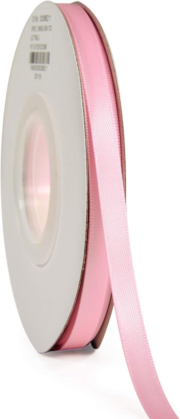 YAMA Light Pink Double Faced Satin Ribbon 1/4 Inch 25 Yards Thin Pink Ribbon for Gift Wrapping Crafts Bows Wedding Party Decoration