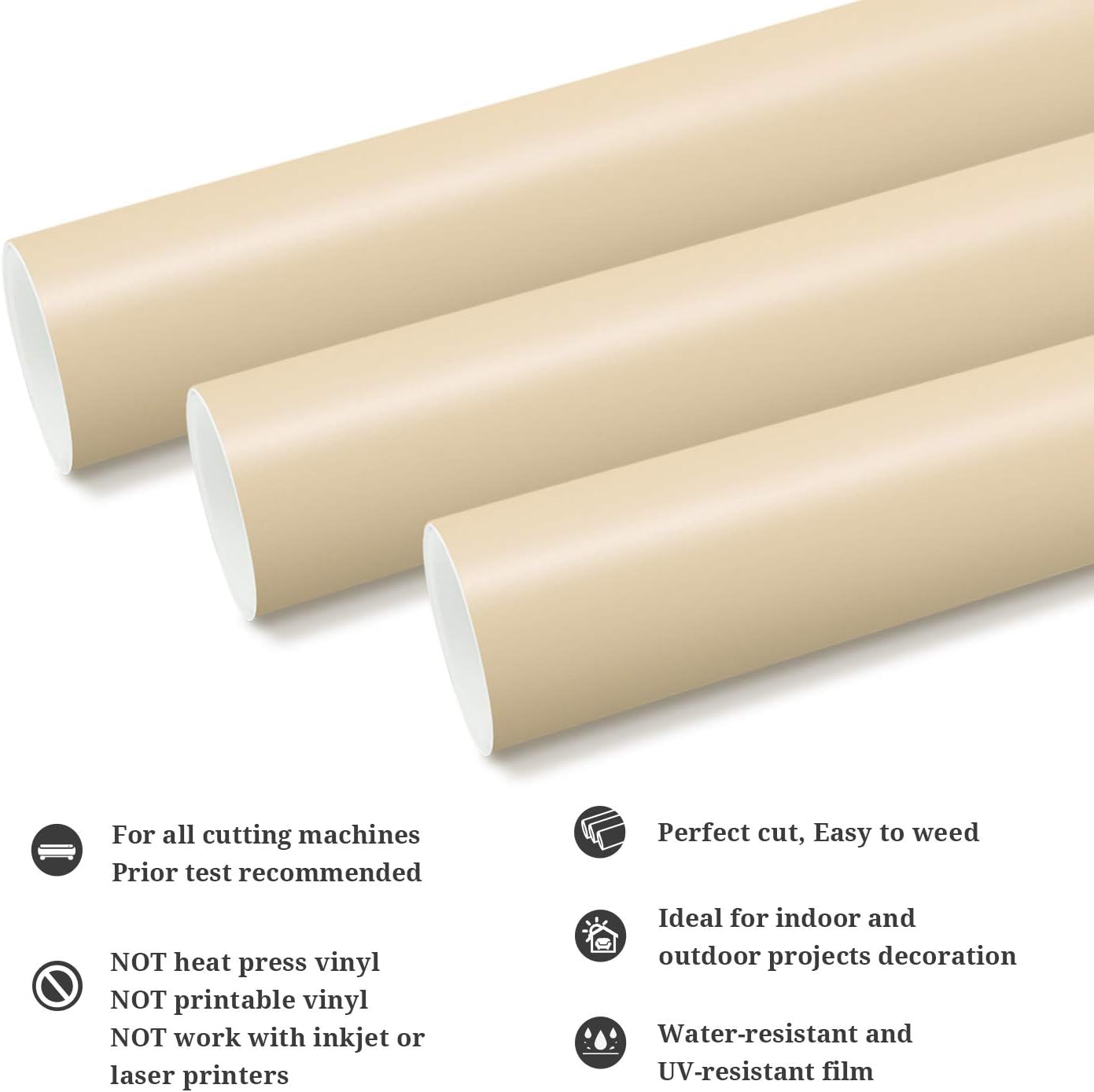 TECKWRAP Permanent Adhesive Vinyl 12" x 10ft, Matte Beige