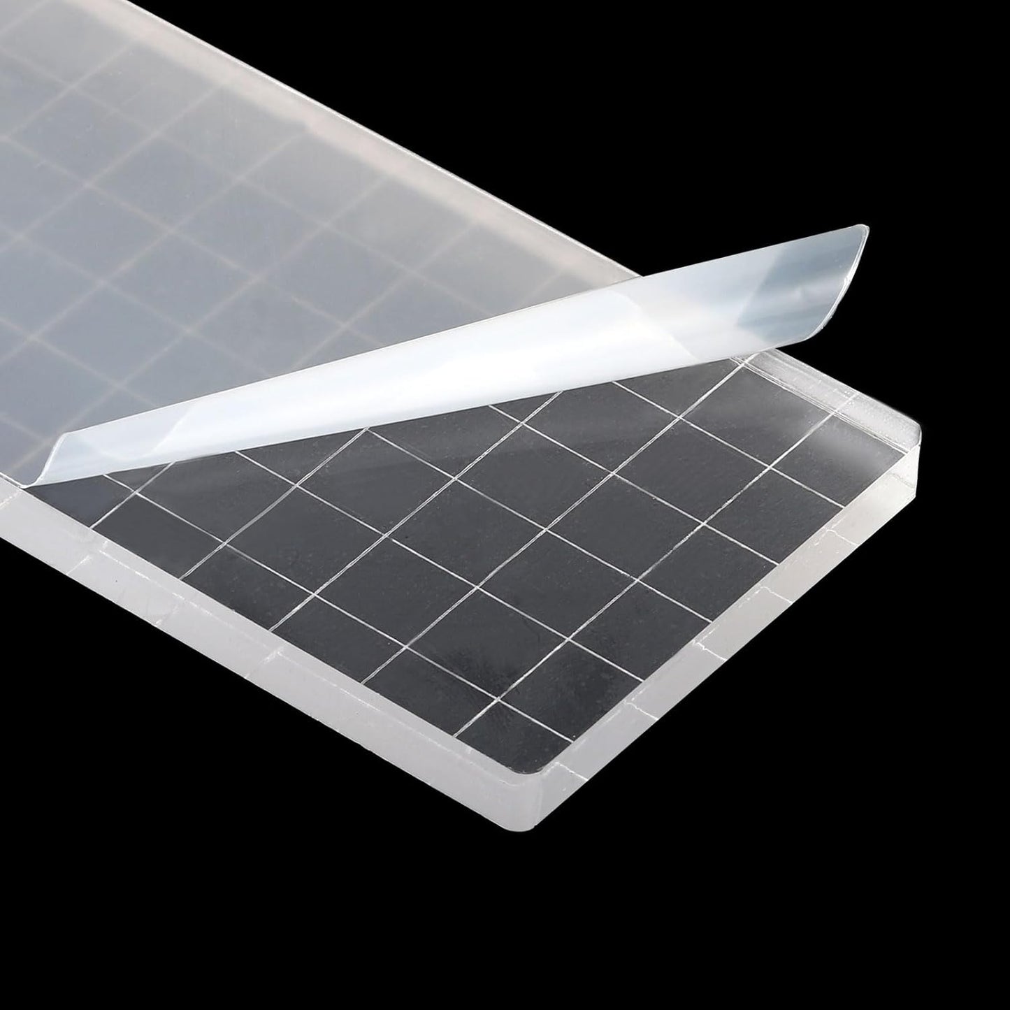 PATIKIL 6" x 3" Acrylic Stamp Block, Clear Stamping Block with Grid Lines Decorative Mounting Blocks Square for Scrapbooking DIY Crafts Card Making