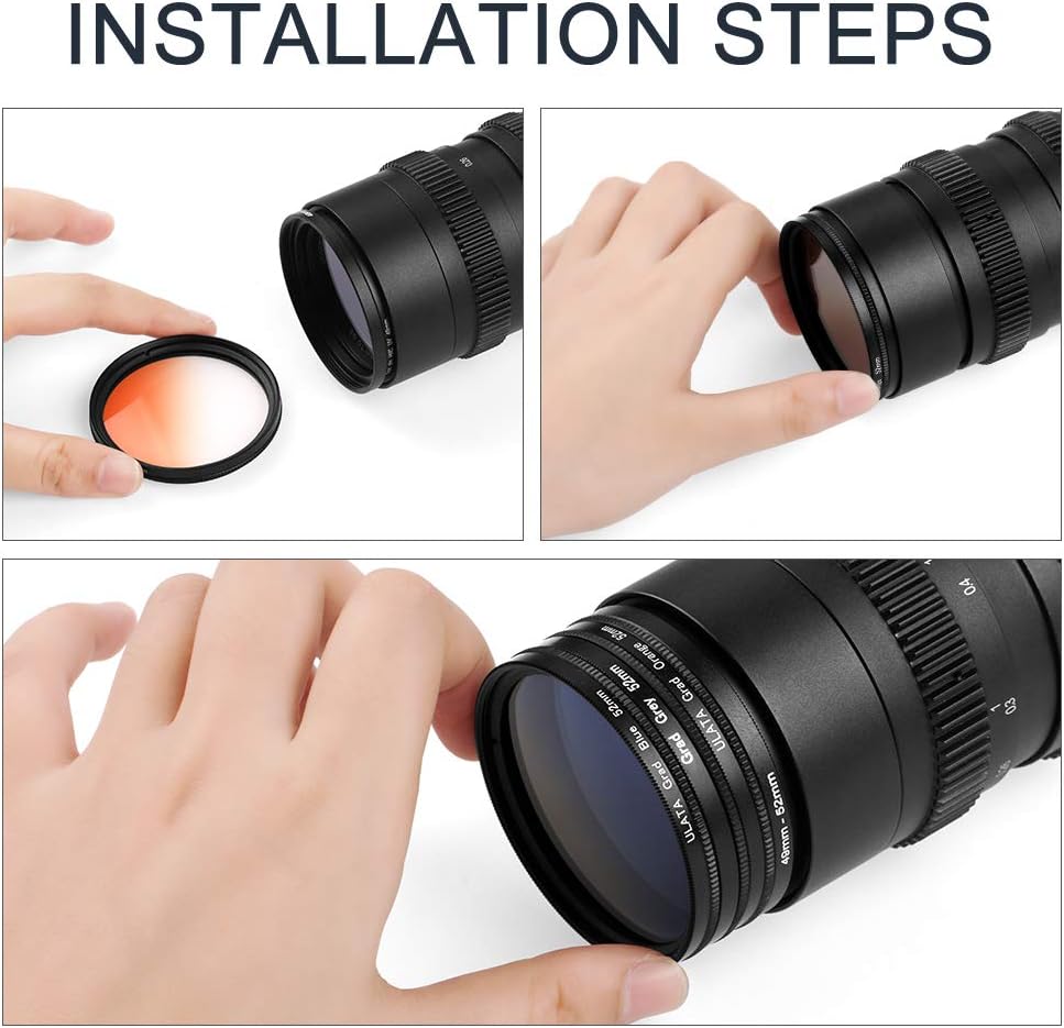 67mm Graduated Color Filters Kit 9 Pieces Gradual Colour Lens Filter Kit Set Accessory for Canon Nikon Sony Pentax Olympus Fuji DSLR Camera + Lens Filter Pouch +Lens Cleaning Cloth