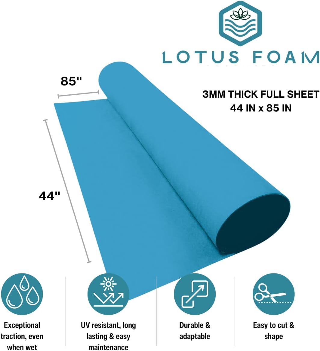 LotusFoam Large 3mm EVA Foam Sheet - 44"x 85" High Density Foam 130 kg/m3 for Cosplay, Costumes, Crafts, Flooring, Outdoor Use - 35 Colors (Bright Blue) - Bright Blue