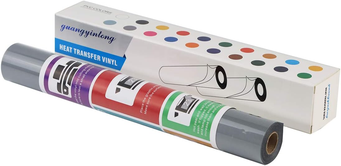 Heat Transfer Vinyl Roll for T-Shirts 12 Inch by 12 Feet No Adhesive Hot Peel- Guangyintong (Grey A11 )