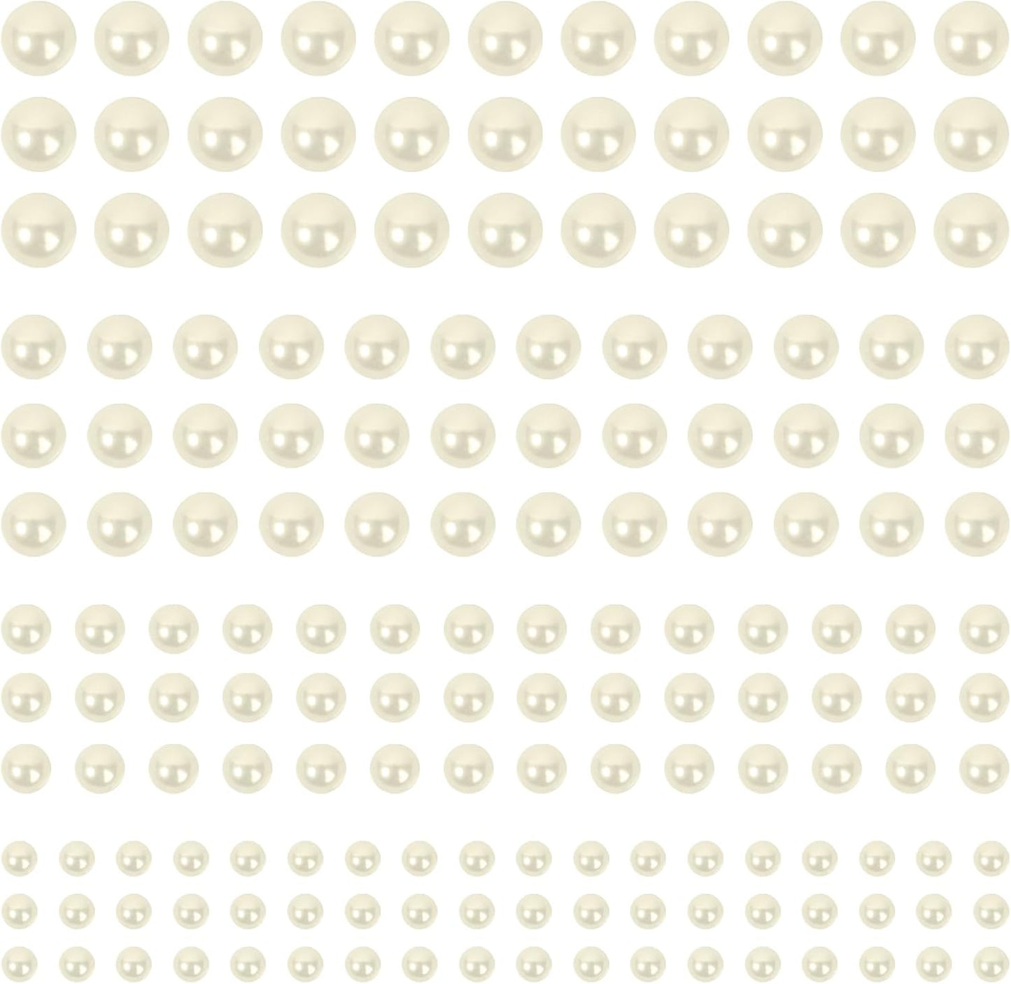2000+pcs 12 Sheets Self Adhesive Pearl Stickers for Hair, Face, Makeup, Eye, Nail, Crafts, 3mm, 4mm, 5mm, 6mm (Off-White)