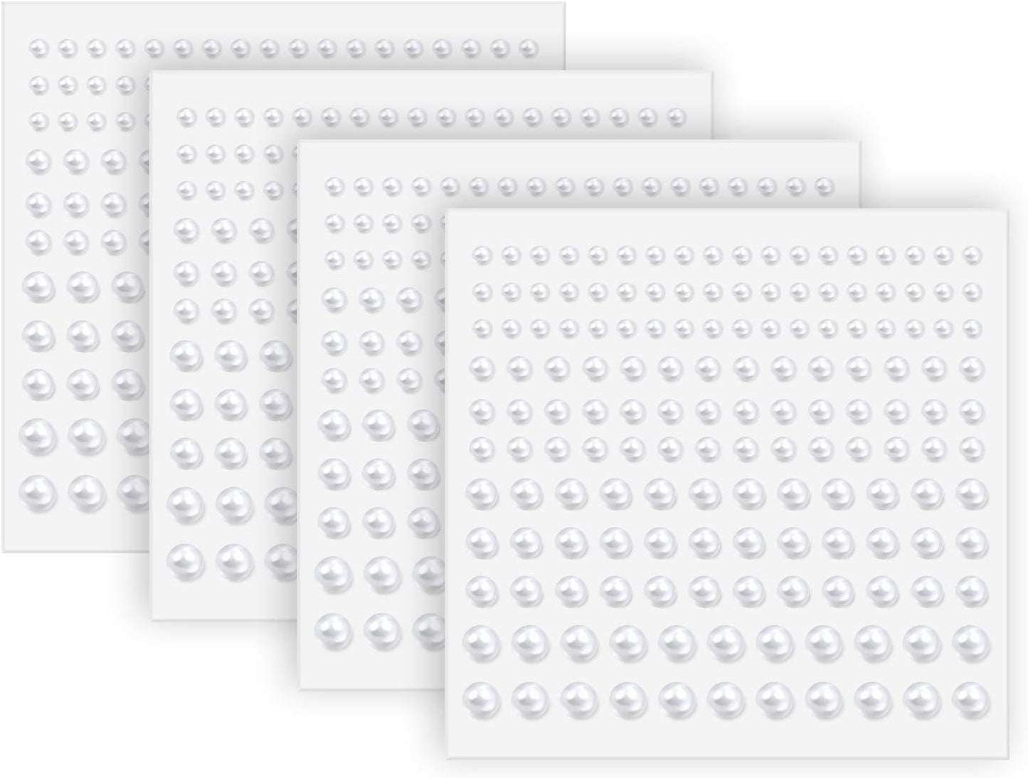 Pearl Stickers Self Adhesive Hair Pearls Gem White Jewel Sticker for Making Hair Decor Face,Body, Nail, Phone Art Craft Scrapbooking Embellishments Assorted Size 3mm/4mm/5mm/6mm (660)