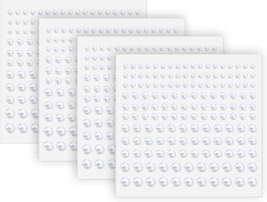Pearl Stickers Self Adhesive Hair Pearls Gem White Jewel Sticker for Making Hair Decor Face,Body, Nail, Phone Art Craft Scrapbooking Embellishments Assorted Size 3mm/4mm/5mm/6mm (660)