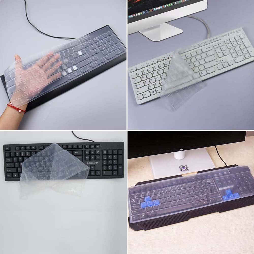 Ultra Thin Desktop PC Silicone Clear Keyboard Cover Skin Protector for 104/107 Keys Standard Desktop Keyboard, Waterproof, Dustproof, Reusable