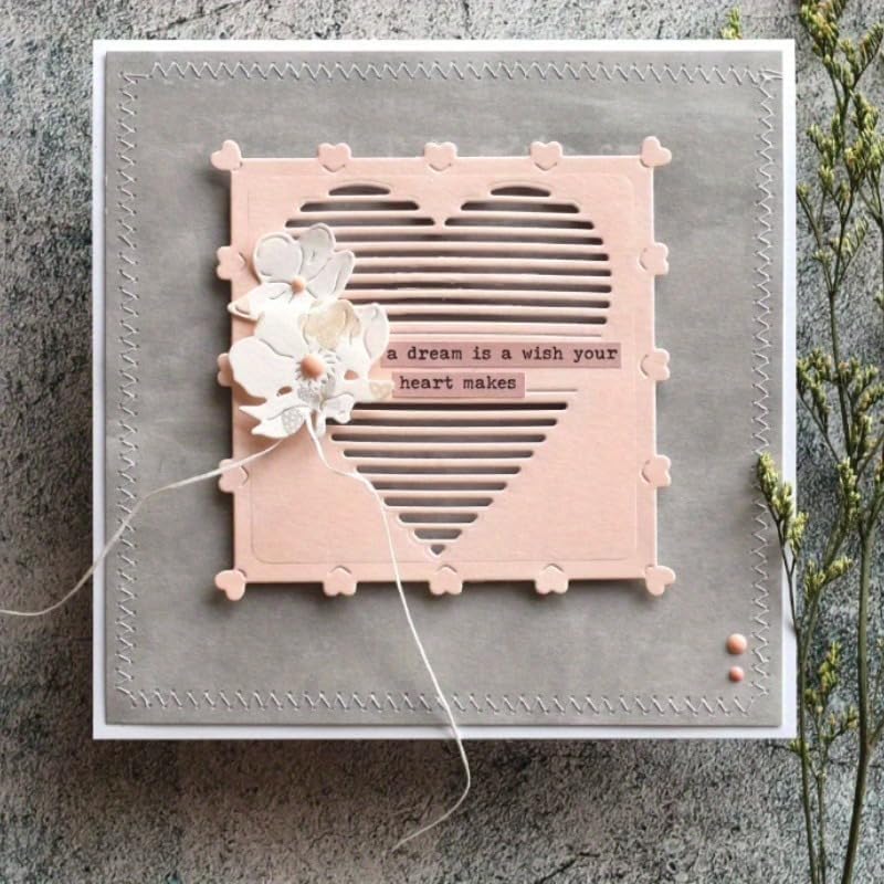 Lapoo Geometric Cutting Die for Scrapbooking - Durable, Cut Stencils for DIY Scrapbook Photo Album Decorative Paper Card, Card Making Supplies (Striped Heart 2.6 x 2.6 in)