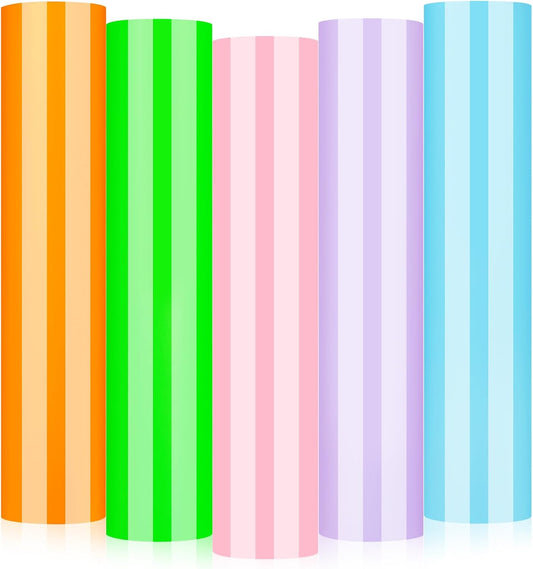 GIRAFVINYL Neon Permanent Vinyl 5 Sheets - 12”x12” Easy to Weed Bright Color Neon Permanent Adhesive Vinyl for Mugs, Sign, Banner,