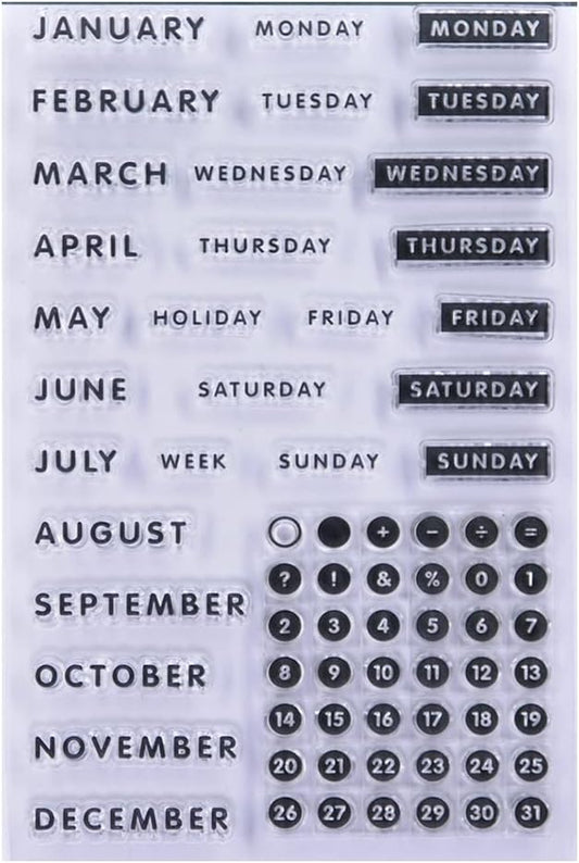 Calendar Month Week Date December Monday Holiday Sunday Clear Stamps for Card Making Decoration and DIY Scrapbooking 2111511