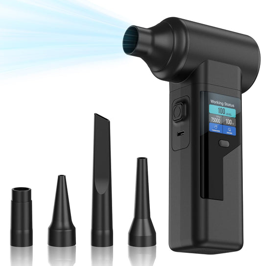 Instant Dust Removal – Electric Air Duster 130000 RPM, 40 mm Motor, 10000 mAh Battery & 30 W Fast Charge, TFT Screen, 300-Speed Control, Rechargeable Compressed Air Blower for PC & Electronics