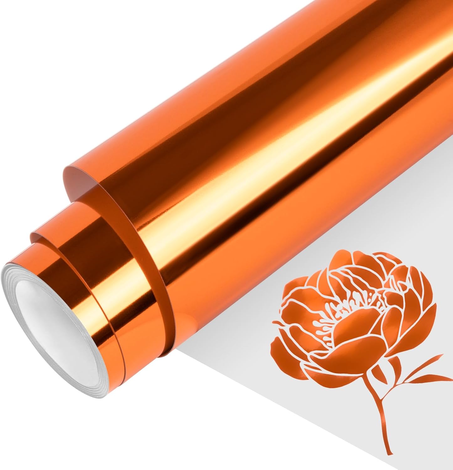 VINYL FROG Metallic Foil HTV Vinyl Roll 12" x5ft Orange Chrome Heat Transfer Vinyl Iron on Vinyl Easy to Cut & Weed DIY Heat Press Design for T-Shirts