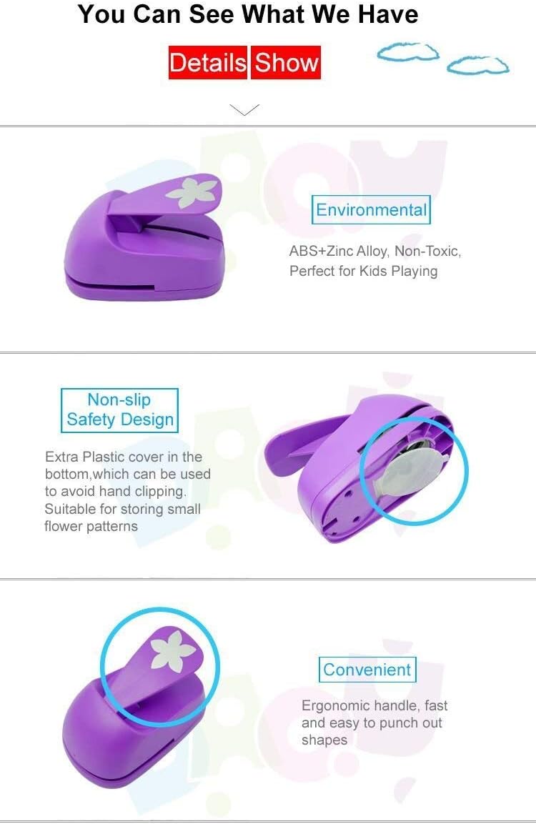 Craft Lever Punch DIY Handmade Craft Punch Paper Punch for Festival and Greeting Card Making Ten Shapes Choices (White 0.7X0.7inch square-1inch Circle-0.75inch Triangle)