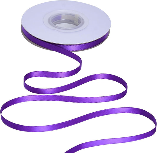 YAMA Purple Double Faced Satin Ribbon, 1/4 Inch 25 Yards Dark Purple Ribbon for Gift Wrapping Crafts Hair Bows Wedding Party Decoration