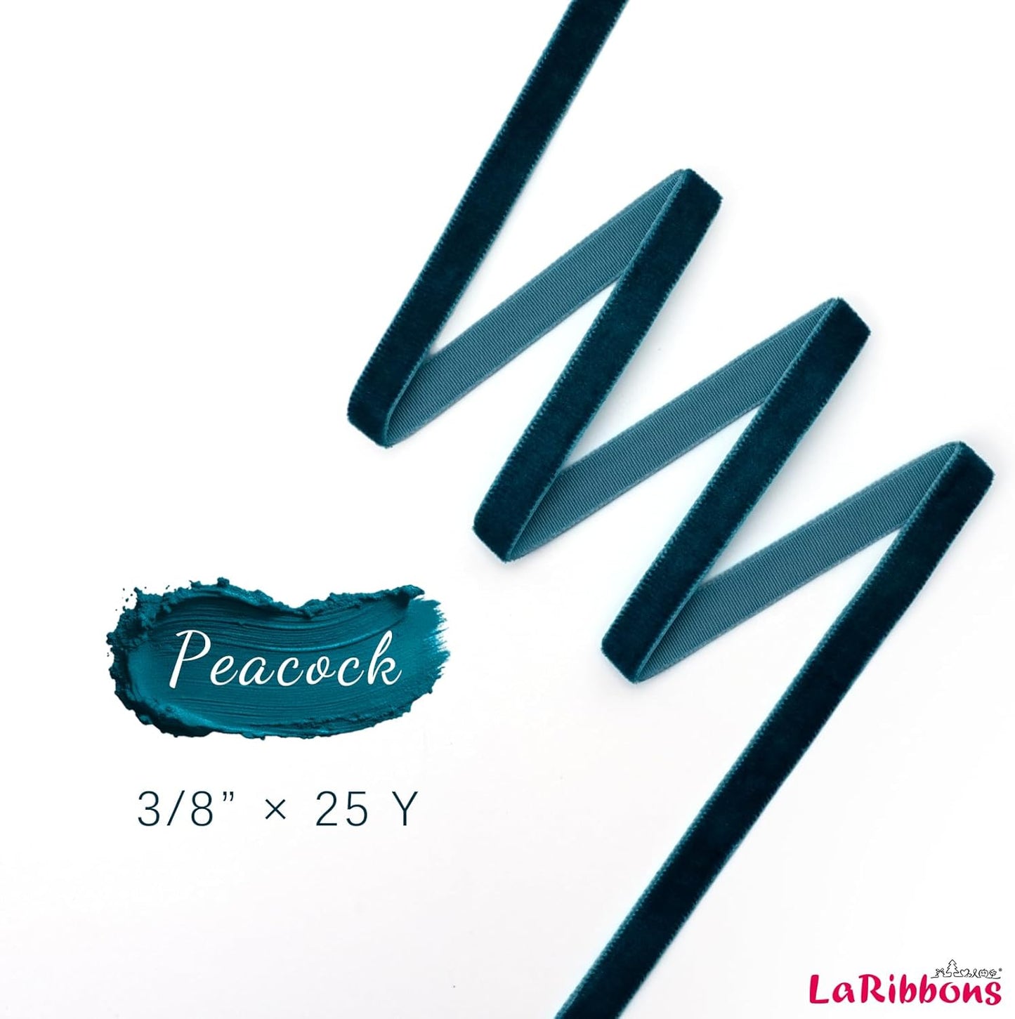 LaRibbons Thin Velvet Ribbon 3/8 Inch x 25 Yards, Dark Blue Velvet Ribbon for Christmas Tree, Gift Wrapping, Wreath Bow, Outdoor Decoration