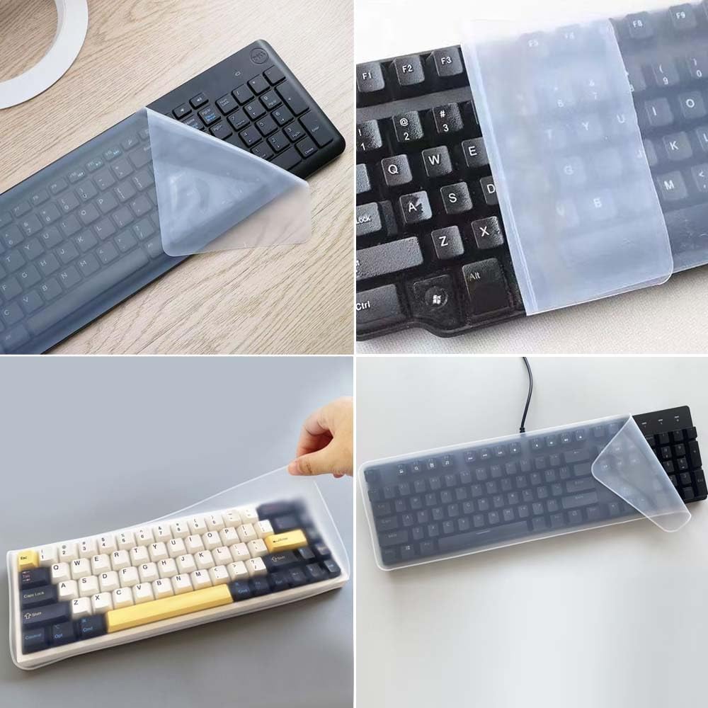 Ultra Thin Desktop PC Silicone Clear Keyboard Cover Skin Protector for 104/107 Keys Standard Desktop Keyboard, Transparent with Black Border, Waterproof, Dust-Proof
