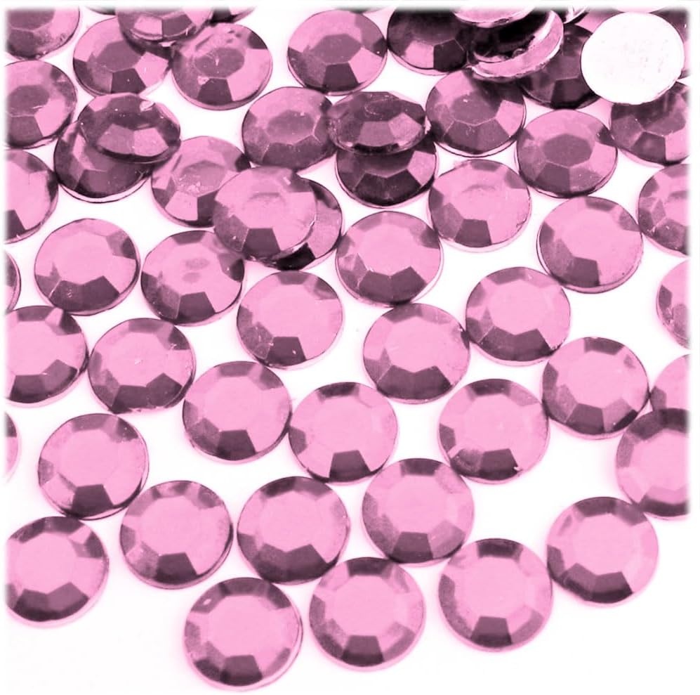 The Crafts Outlet 144pc Rhinestones Round 10mm - Flatback Light Rose Pink PNK