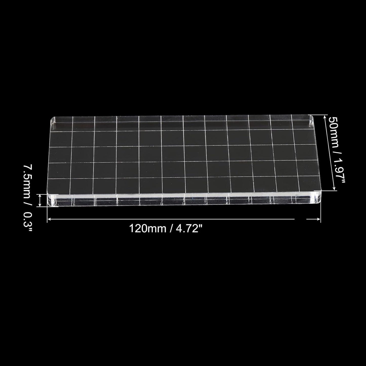 PATIKIL 5" x 2" Acrylic Stamp Block, 2 Pack Clear Stamping Block with Grid Lines Decorative Mounting Blocks Square for Scrapbooking DIY Crafts Card Making