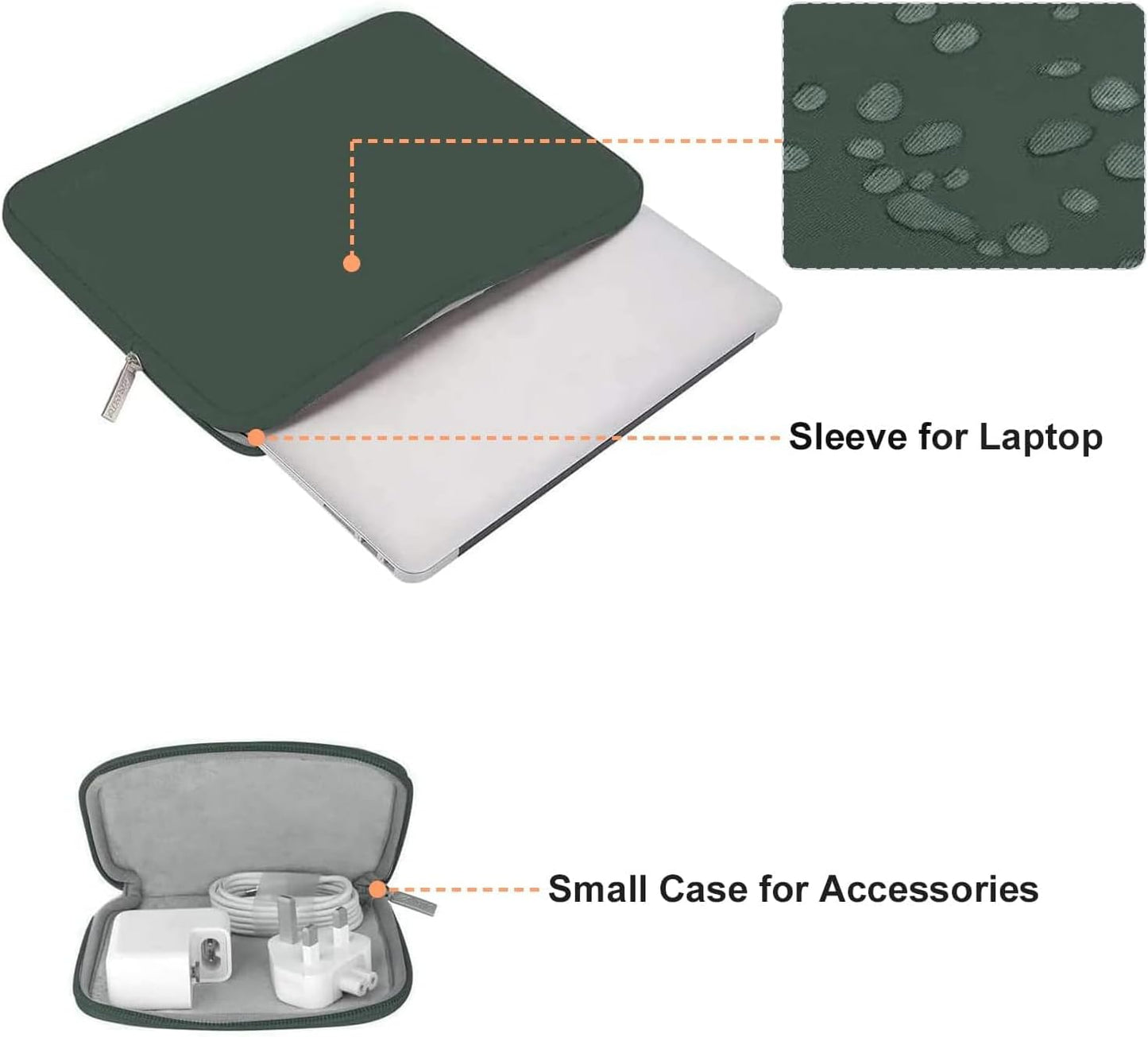 MOSISO Laptop Case 13.3 inch, 13-13.3 inch Laptop Sleeve Bag Compatible with MacBook Air/Pro 13/Pro 14 M5 M4 M3 M2 M1, HP Dell ASUS Lenovo, Neoprene Computer Sleeve Bag with Small Case, Midnight Green