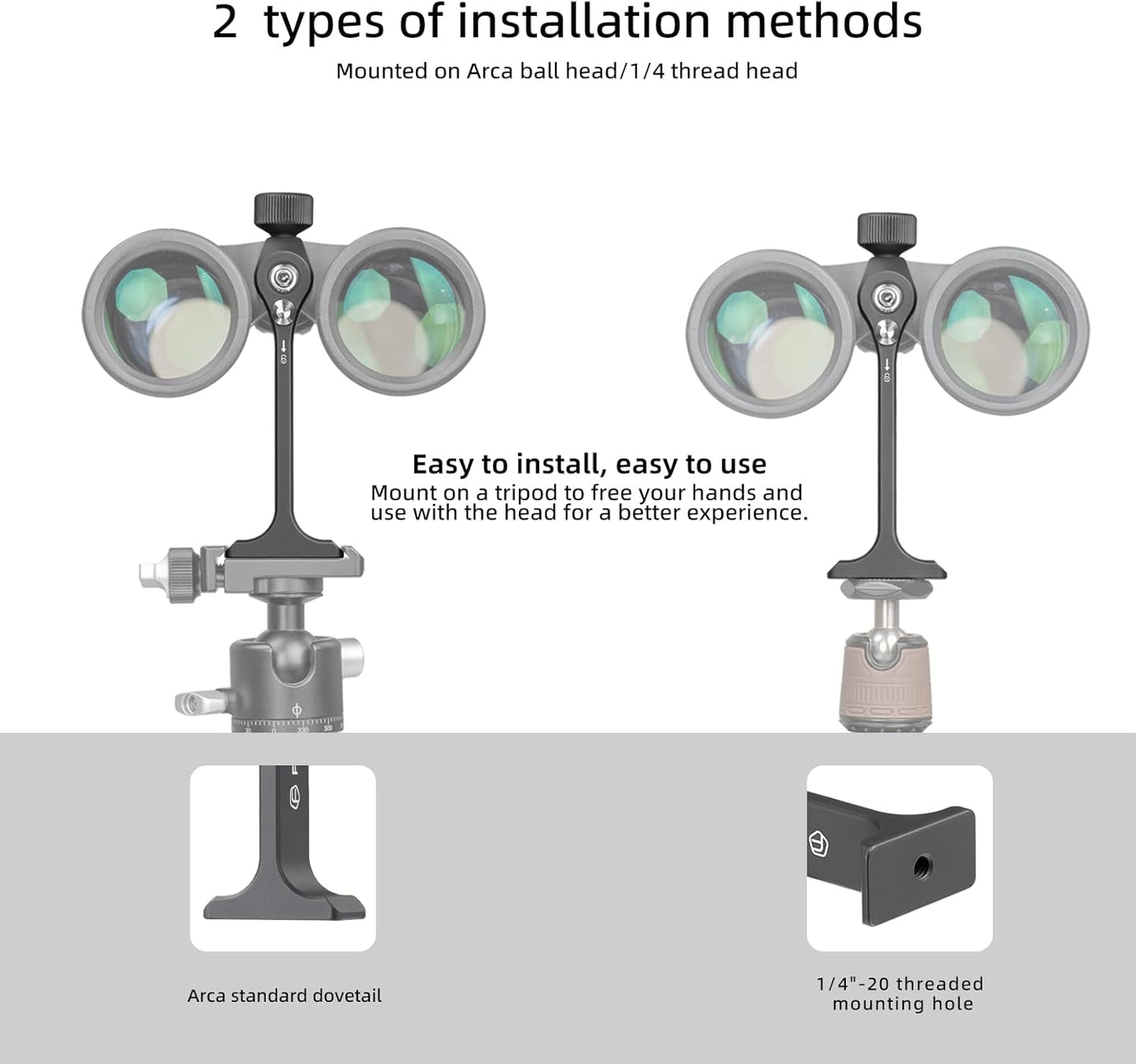 Binocular Tripod Adapter, Binocular Mount 1/4 Inch Threading Mount Aluminium (s1)