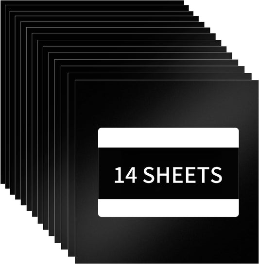 HTVRONT Permanent Vinyl, 14 Pack Matte Black Vinyl for Cutting Machine- 12 ” x 12 ” Black Permanent Adhesive Vinyl Sheets for Craft Projects