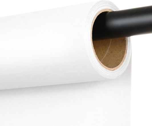 Seamless Photography Background Paper Roll, Blue Photo Paper Backdrop for Photography, Video and Streaming (Bright White, 107" x32')