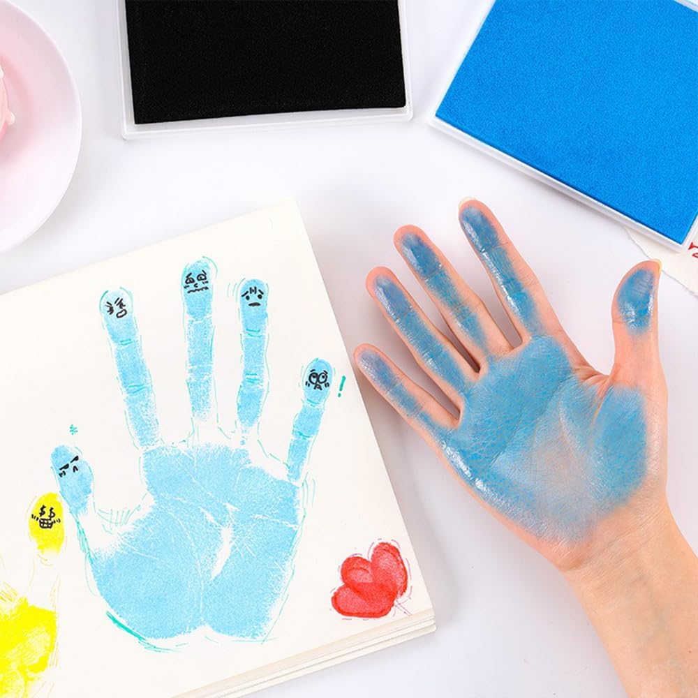 GTLZLZ Large Ink Pad for Rubber Stamps, 5" x 4" Washable Craft Stamp Pad for Kids, Fingerprint Ink Pad for Paper, Scrapbooking, Wood Fabric (Coffee)