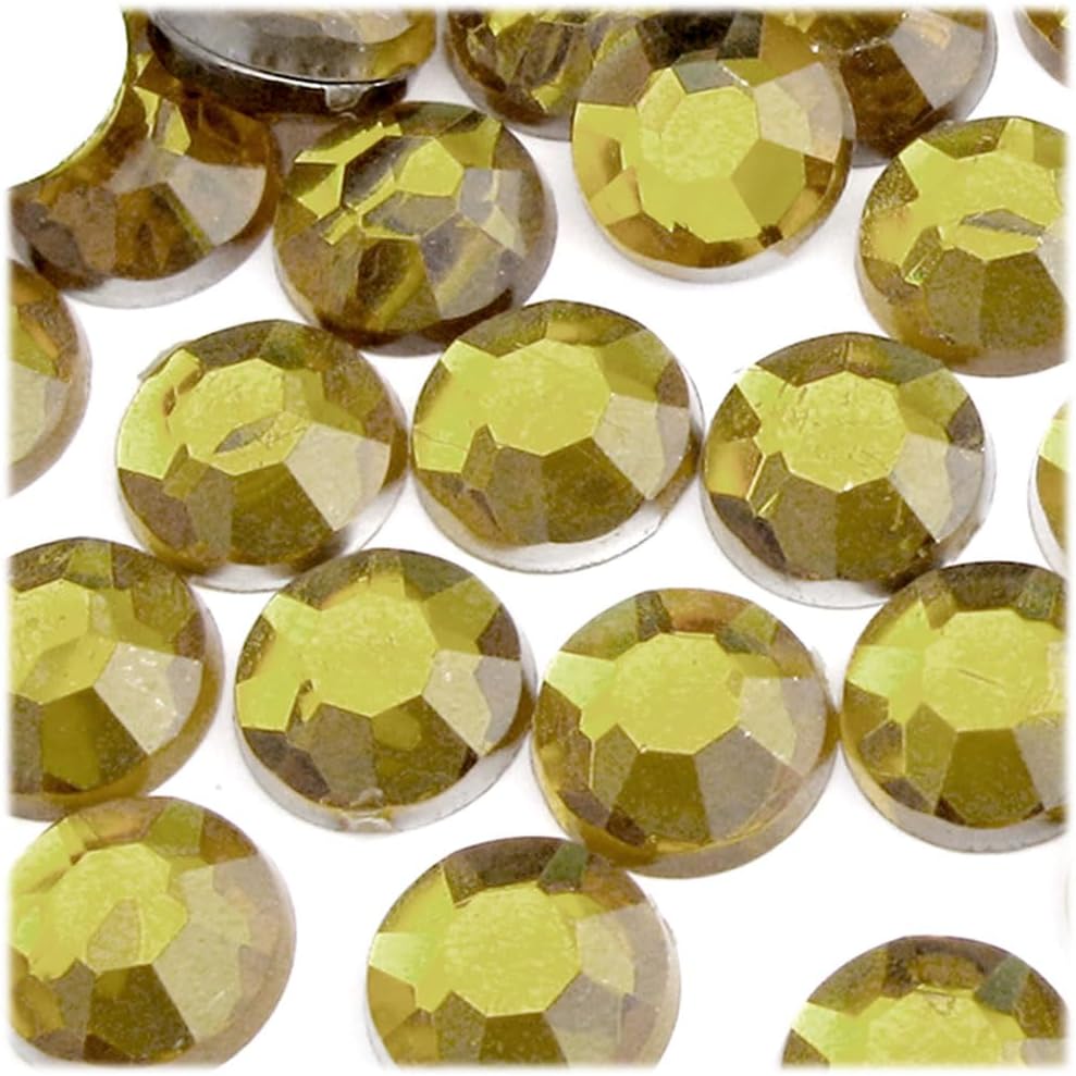 The Crafts Outlet 72pc Rhinestones Round 20mm - Flatback Olive Green EGR