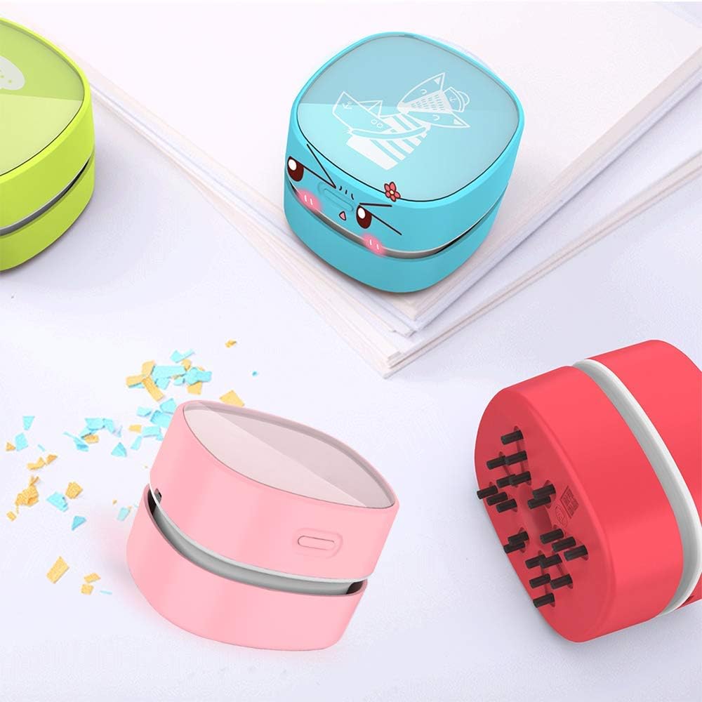 ODISTAR Desktop Vacuum Cleaner,Mini Table dust Sweeper Energy Saving,High Endurance up to 400 mins,Cordless&360º Rotatable Design for Cleaning Hairs,Crumbs,Computer Keyboard (Pink Charging)