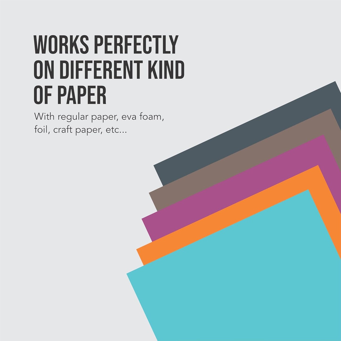 BearBoss Square Paper Punch Set, 5 Different Sizes, Scrapbooking Crafting Tool, Classic White