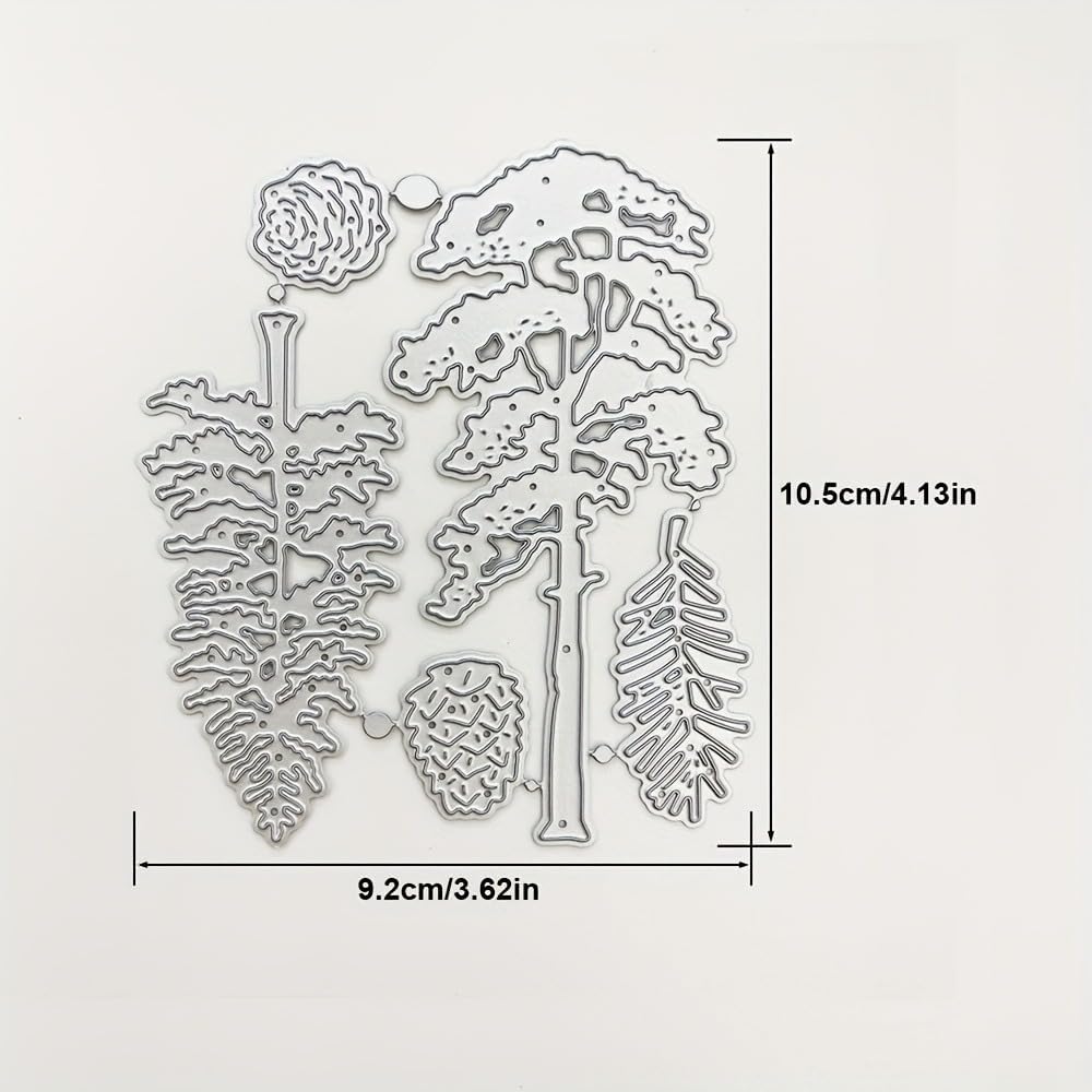 Lapoo Flowers Metal Cutting Die for Scrapbooking - Durable, Cut Stencils for DIY Scrapbook Photo Album Decorative Paper Card, Card Making Supplies, Embossing (A Set of Pine Trees 3.6 x 4.1 in)
