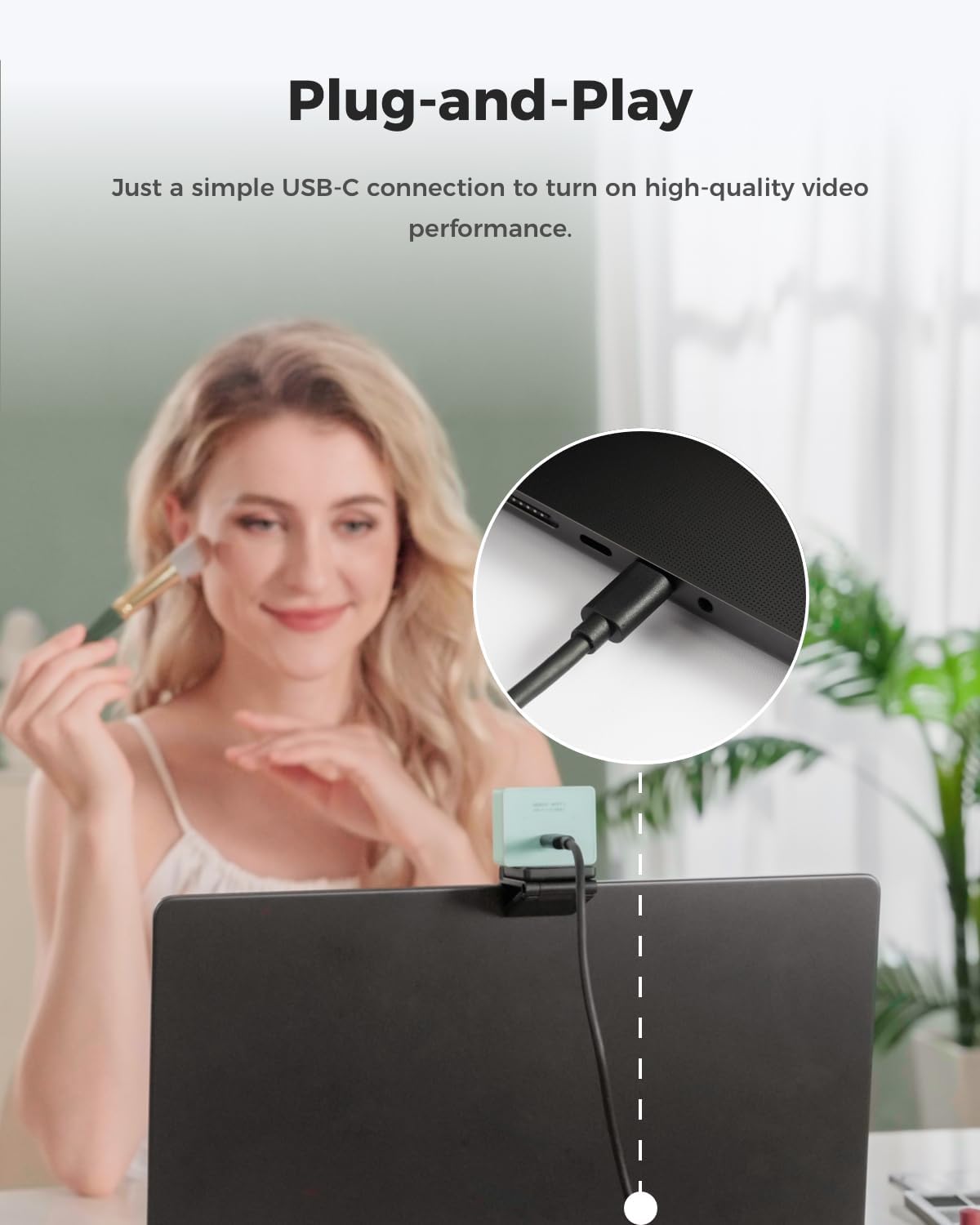 OBSBOT Meet 2-4K Webcam for PC with 1/2" Sensor, AI Framing & Autofocus, Beauty Mode, Lightweight, Gesture Control, HDR, Dual Microphone, 60 FPS, Web Cam for Streaming, Meeting, Gaming. (Aurora Green)