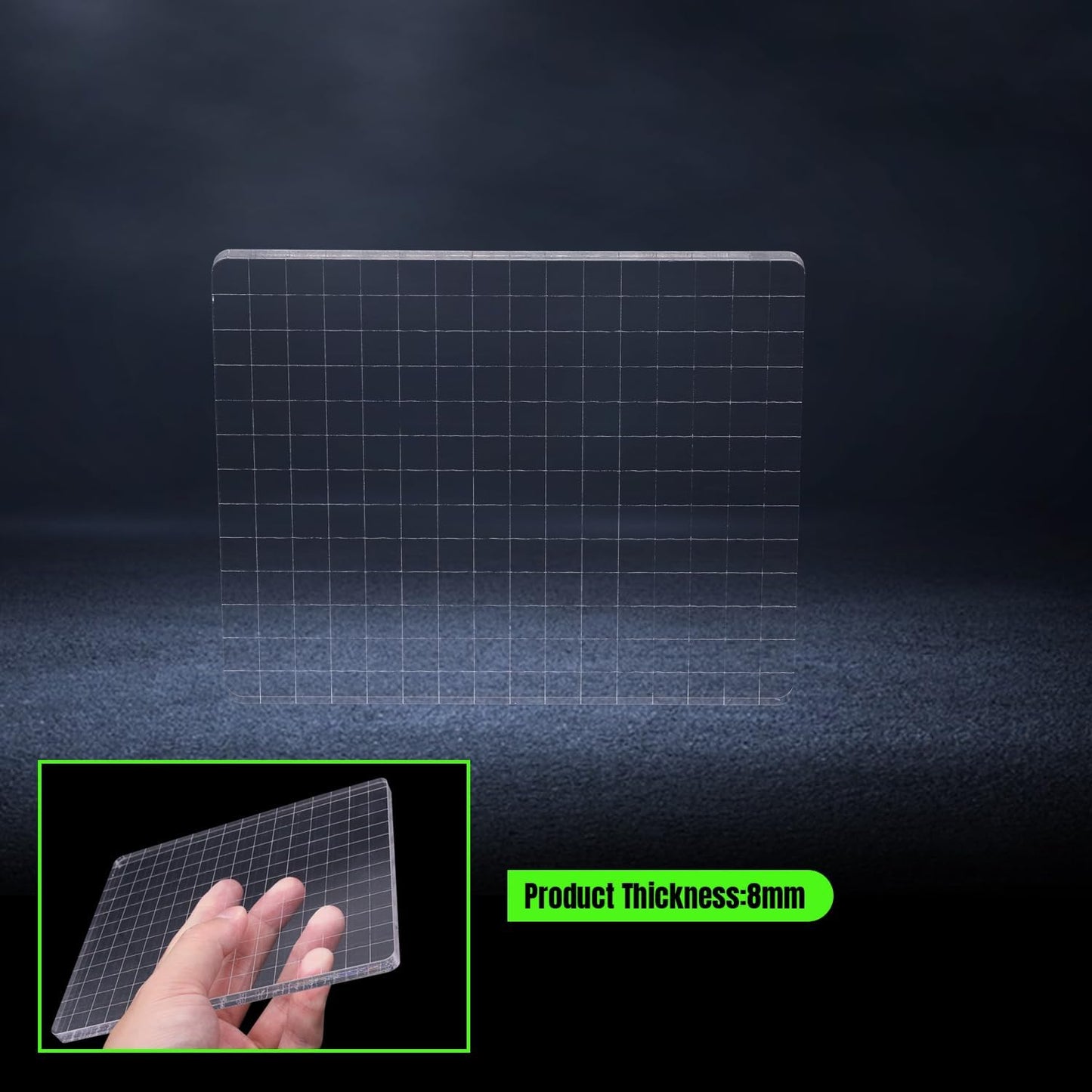 Clear Acrylic Stamp Blocks, 5.12" * 6.3" Acrylic Stamping Block Tool Clear Stamp with Grid Lines for Photography Props Scrapbooking Crafts Card Making