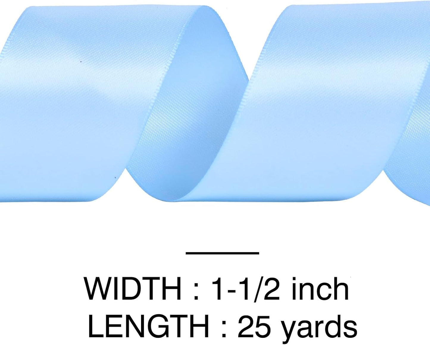 YAMA Light Blue Double Faced Satin Ribbon, 1 1/2 Inch 25 Yards, Great for Crafts Bows Flower Bouquet Wedding Home Decor Gift Wrapping