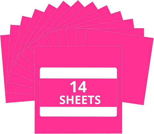 HTVRONT Pink Permanent Vinyl for Cutting Machine - 14 Pack Hot Pink Glossy,12 ” x 12 ” Adhesive Sheets for Craft Projects, Permanent Adhesive Vinyl Compatible with Cricut Cutting Machine