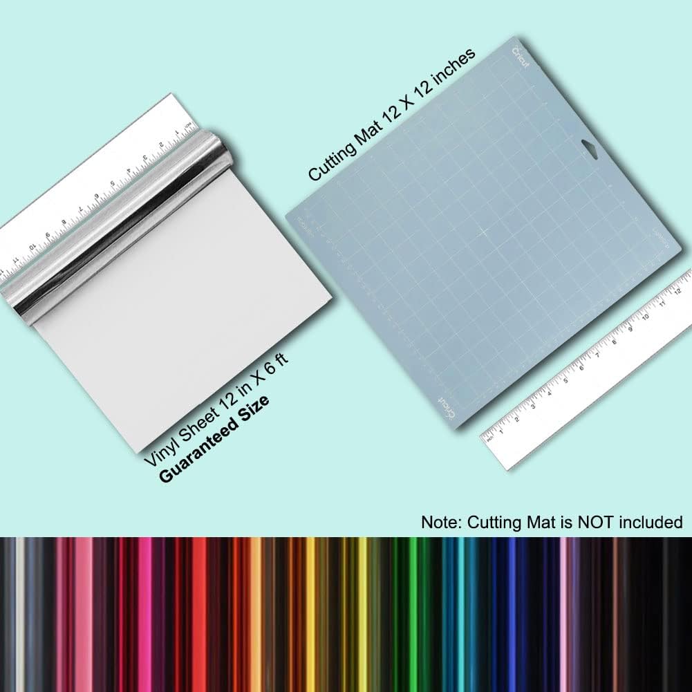 Tvinyl Warehouse Silver HTV Foil Heat Transfer Vinyl Roll 12" x 6FT for T-Shirt, Compatible with All Cutters