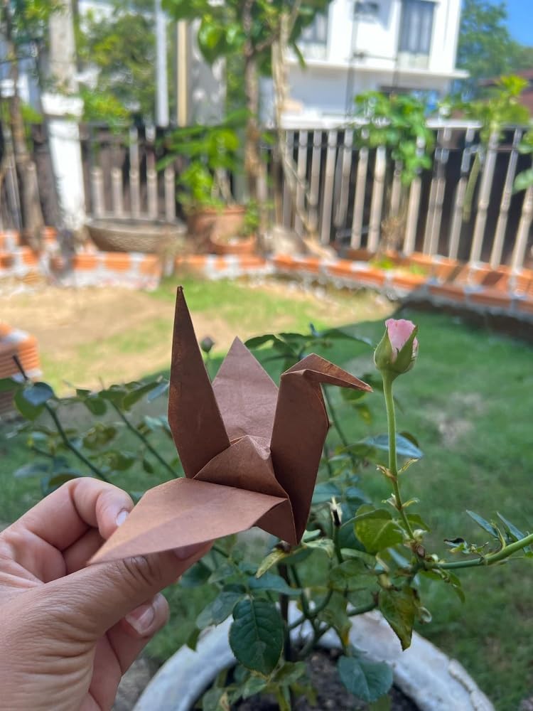 Natural Fiber Mulberry Tree,Banan Bark 6 x 6 Inches Square Origami Paper Arts Folding Craft, Decoration Paper,Writing Painting Square Folding Paper for DIY Crafts, 50 Sheets (Brown Tone, 6"x6")