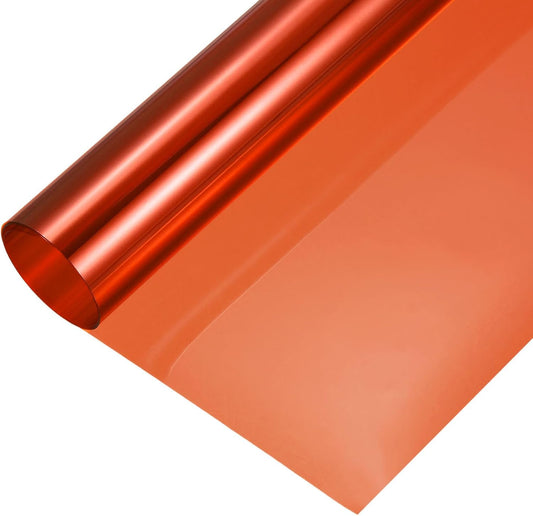 MECCANIXITY Iridescent Window Film,12" x 39" Iridescent Holographic PVC Fabric Dichroic Film Clear Vinyl Paper Roll for DIY Craft Gift Wrapping Bag Decoration,Orange