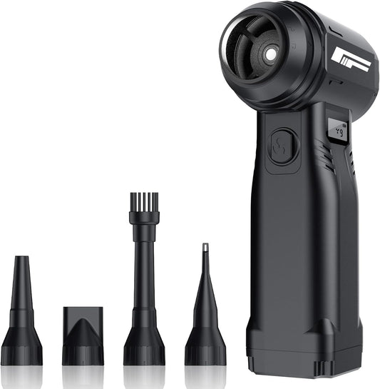 Instant Dust Removal — Compressed Air Duster 90,000 RPM with 40mm Nozzle, LED Light, TFT Display, 9-Speed Adjustable Rechargeable Air Duster, 10,000mAh Battery, 5 Nozzles for Computer,blowers