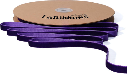 LaRibbons Thin Velvet Ribbon 3/8 Inch x 25 Yards, Purple Velvet Ribbon for Christmas Tree, Gift Wrapping, Wreath Bow, Outdoor Decoration